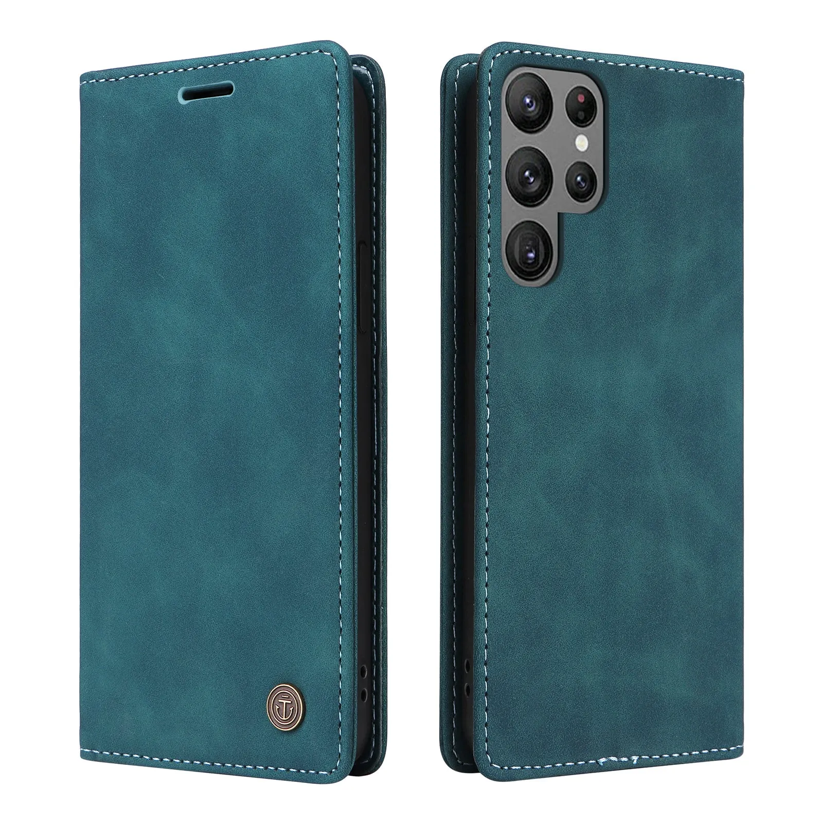 006 Series For Samsung Galaxy S23 Ultra Leather Case Phone Wallet Cover with Sucker Closure