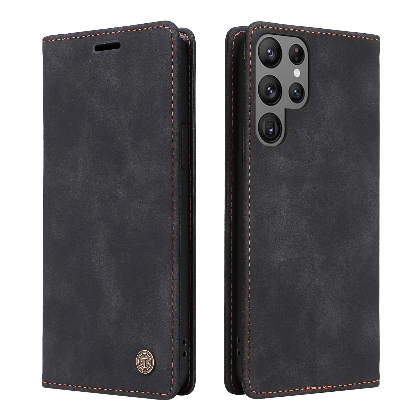 006 Series For Samsung Galaxy S23 Ultra Leather Case Phone Wallet Cover with Sucker Closure