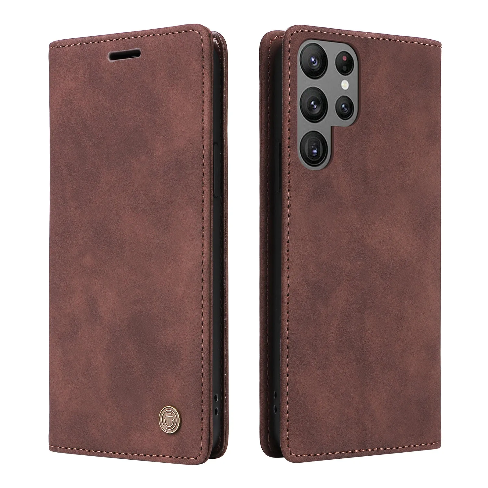 006 Series For Samsung Galaxy S23 Ultra Leather Case Phone Wallet Cover with Sucker Closure