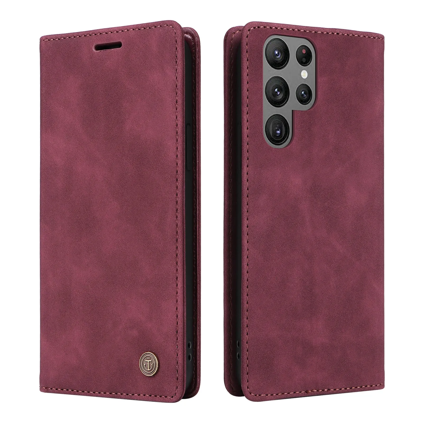 006 Series For Samsung Galaxy S23 Ultra Leather Case Phone Wallet Cover with Sucker Closure