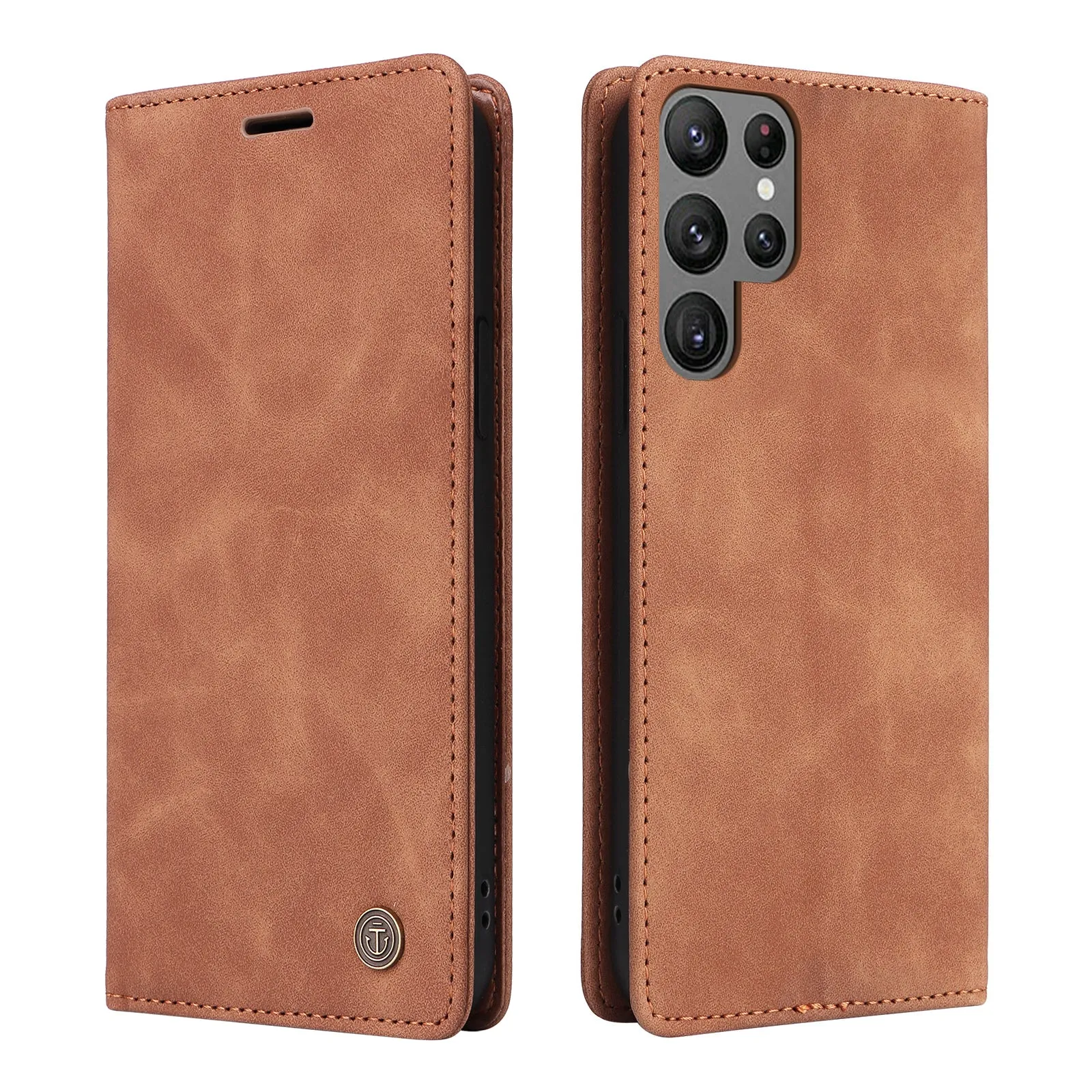 006 Series For Samsung Galaxy S23 Ultra Leather Case Phone Wallet Cover with Sucker Closure