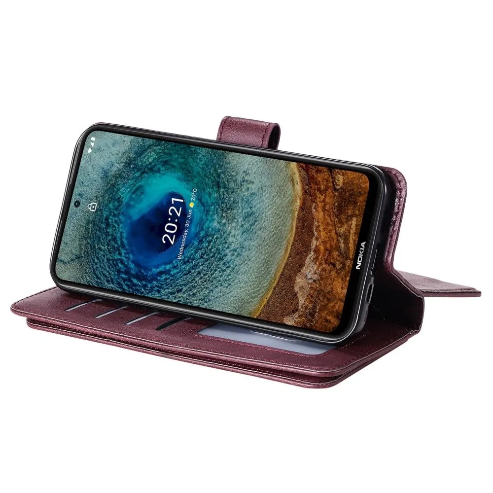 10-slot wallet case for Nokia X10 / X20 - Wine Red