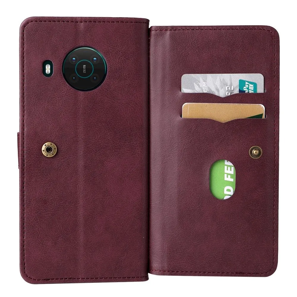 10-slot wallet case for Nokia X10 / X20 - Wine Red