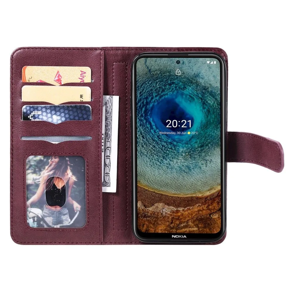 10-slot wallet case for Nokia X10 / X20 - Wine Red