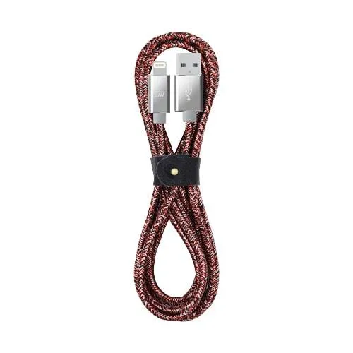 10ft Marbled Woven Braid Lightning Cable with Leather Strap