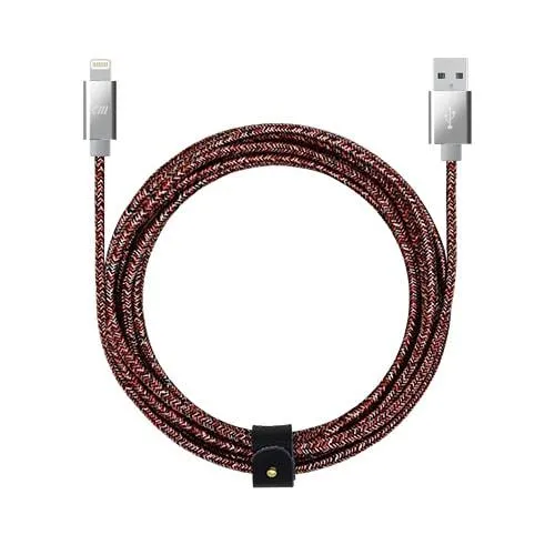 10ft Marbled Woven Braid Lightning Cable with Leather Strap