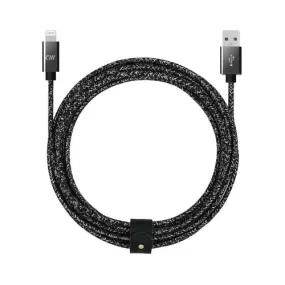 10ft Marbled Woven Braid Lightning Cable with Leather Strap