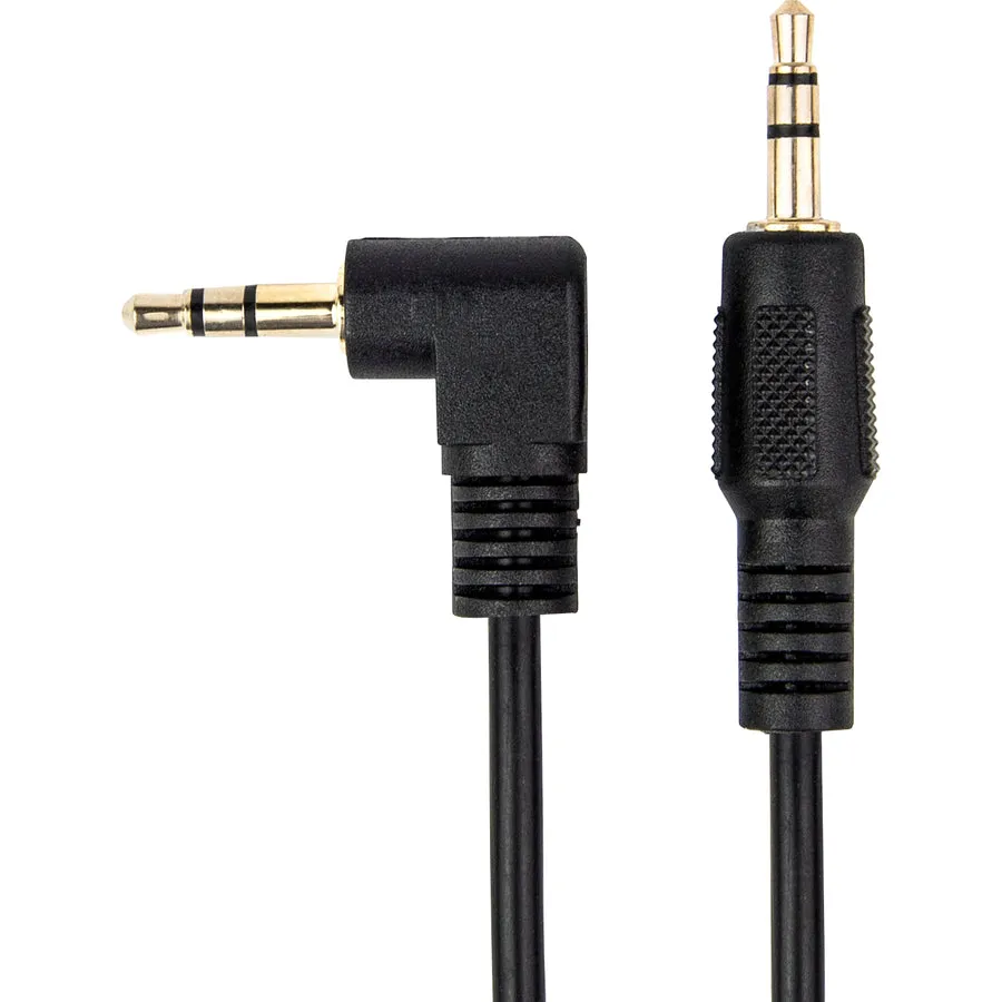 10Ft Slim 3.5Mm To Right Angle,Sterio Audio Cable Black