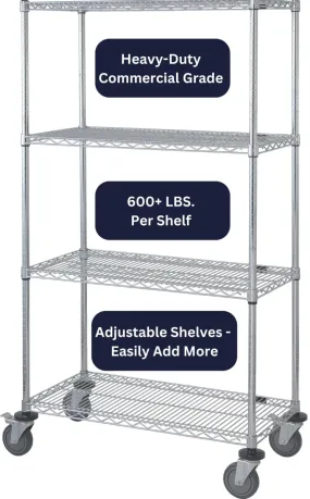 12" x 36" Chrome Shelving on Wheels