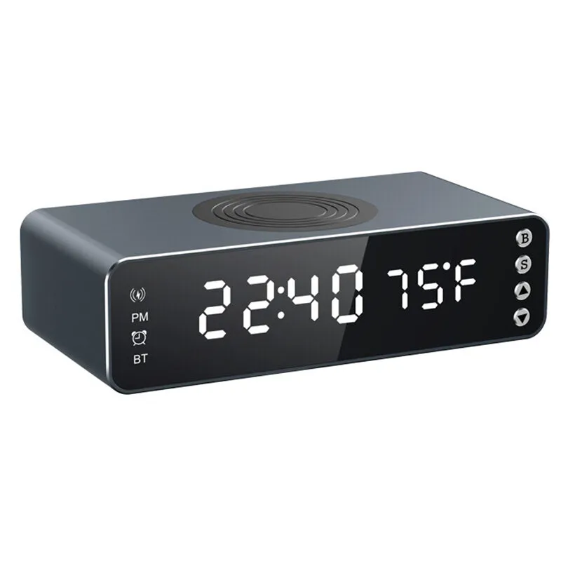 15W 3-in-1 Portable Speaker bluetooth Speaker LED Display Alarm Clock Wireless Charger Wireless Speaker