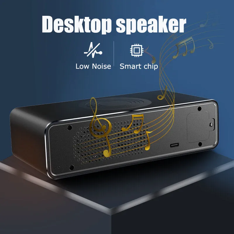 15W 3-in-1 Portable Speaker bluetooth Speaker LED Display Alarm Clock Wireless Charger Wireless Speaker