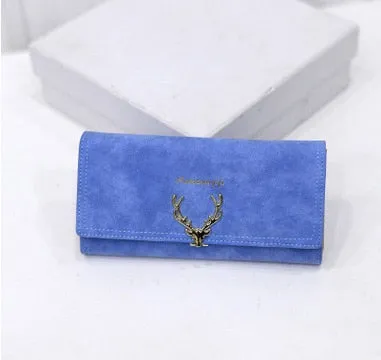 2017 New Fashion Wallet Female Women Purse Long Zipper Solid Candy Color Metal Christmas Deer Wallets PU Card Holders Brand