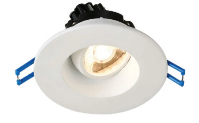 3 Inch Round Regressed Gimbal LED Downlight - 7.5 Watt - 5000 Kelvin - White Trim - 15 Degree Beam Spread - 650 Lumen - Type IC Air-Tight Wet ES CRI 90 