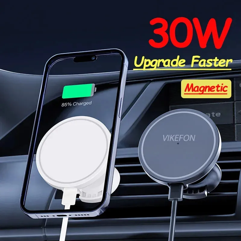 30W Magnetic Car Wireless Charger macsafe for iPhone 12 13 14 15 pro max mini Air Vent Car Phone Holder Stand Fast Car Charging|car vent phone holder