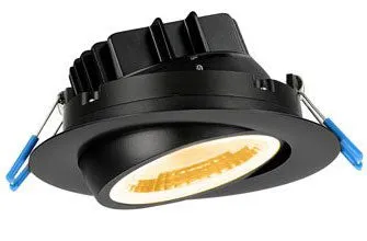 4 Inch Round Eyeball Gimbal LED Downlight 11.4 Watt - Dim to Warm - 3000 - 2000 Kelvin - Black Trim - 38 Degree Beam Spread - 800 Lumen - Type IC Air-Tight Wet CRI 90 