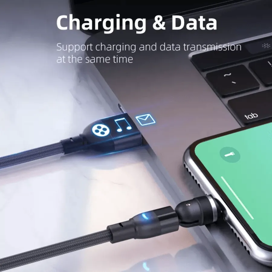 540 Degree Rotation 3-in-1 Magnetic Charging Cable (1m)