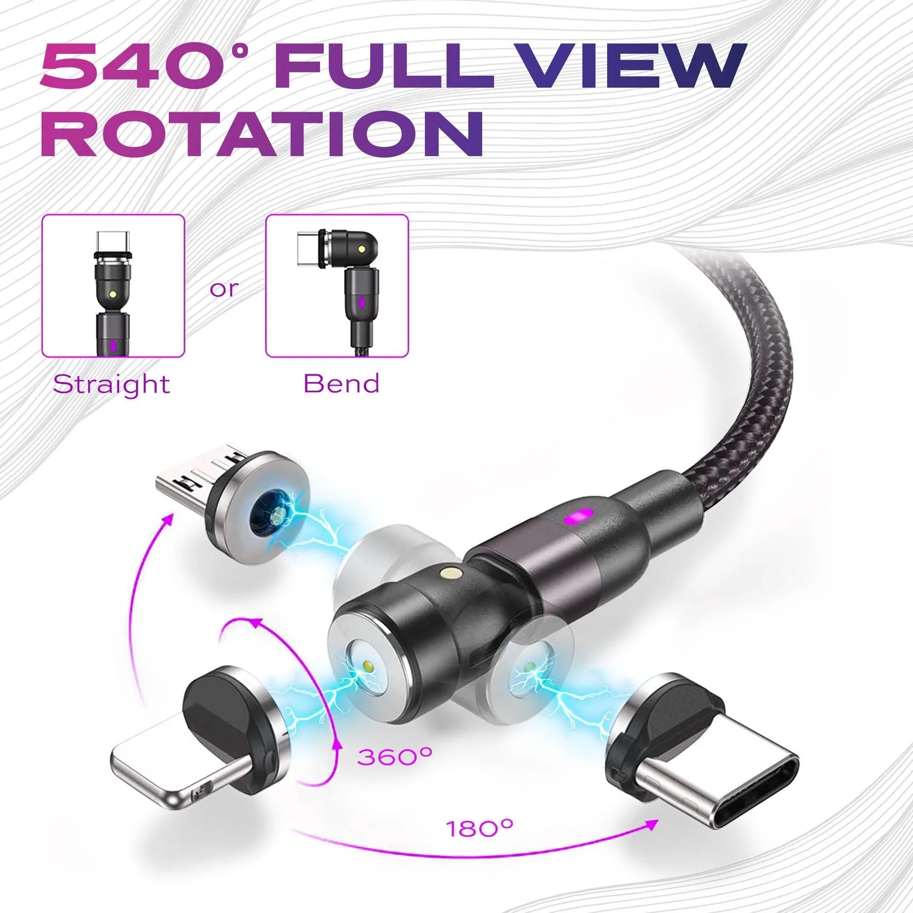 540° Rotating Free Charging Cable