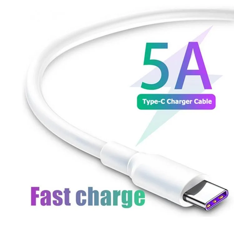 5A Super Fast Charging USB to USB-C Data Cable for Mobile Phones and Tablets