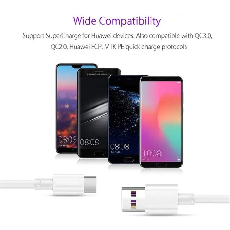 5A Super Fast Charging USB to USB-C Data Cable for Mobile Phones and Tablets