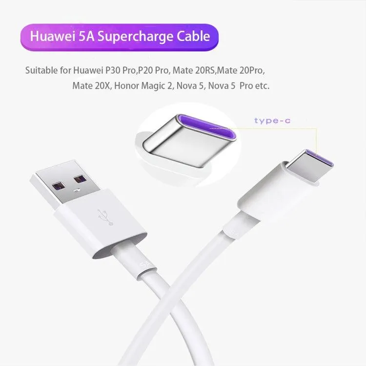 5A Super Fast Charging USB to USB-C Data Cable for Mobile Phones and Tablets