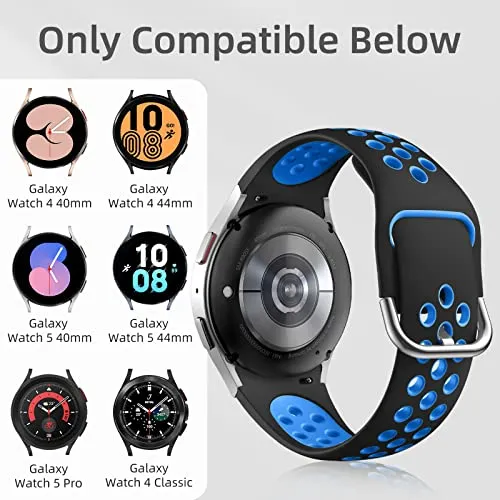 6 PACK No Gap Bands Only Compatible with Samsung Galaxy Watch 7/6/5/4 Band 40mm 44m/Watch 6 Classic 43mm 47mm/Galaxy Watch 5 Pro 45mm/4 Classic 42mm 46mm, 20mm Soft Silicone Sport Bands for Women Men