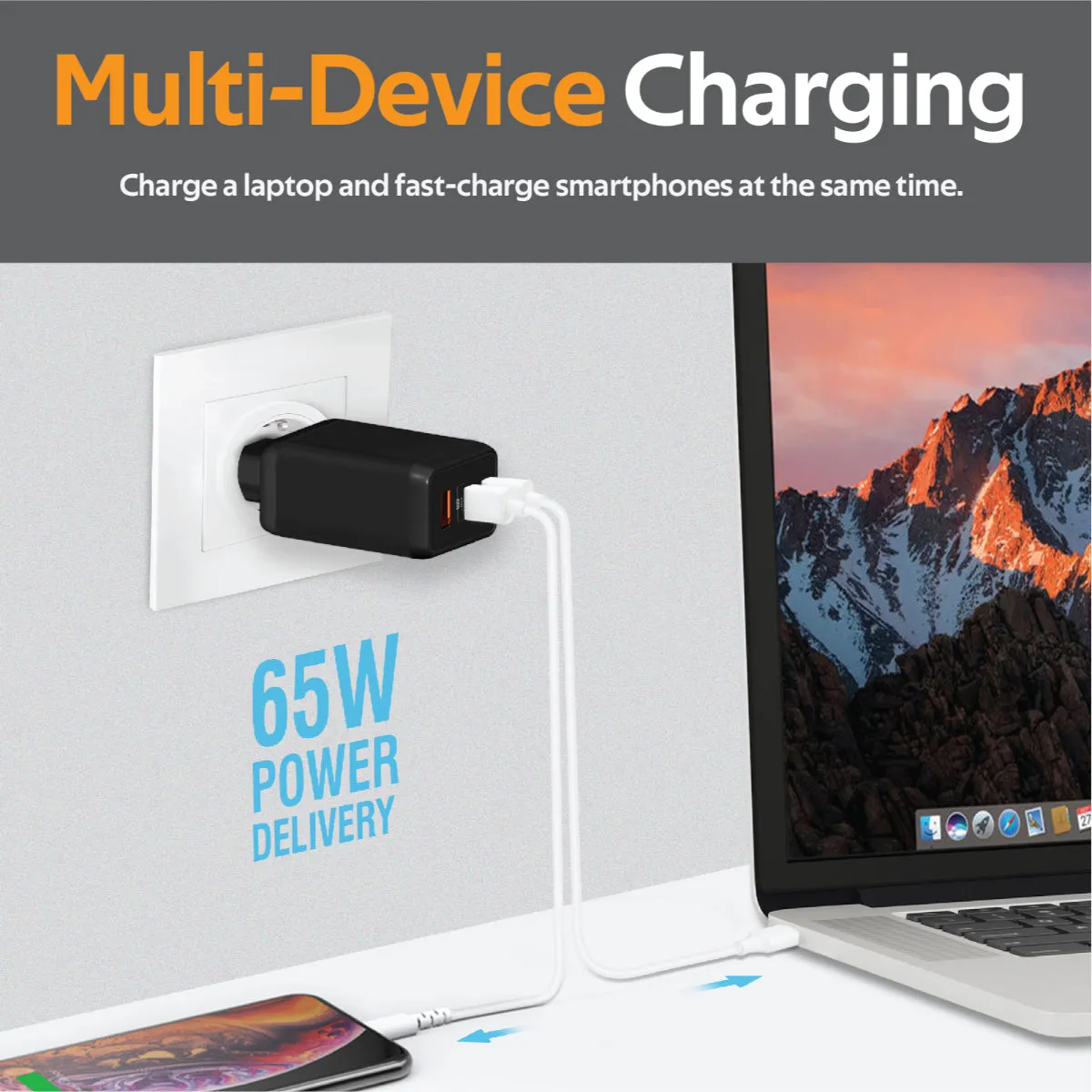 65W Power Delivery GaNFast™ Charging Adaptor