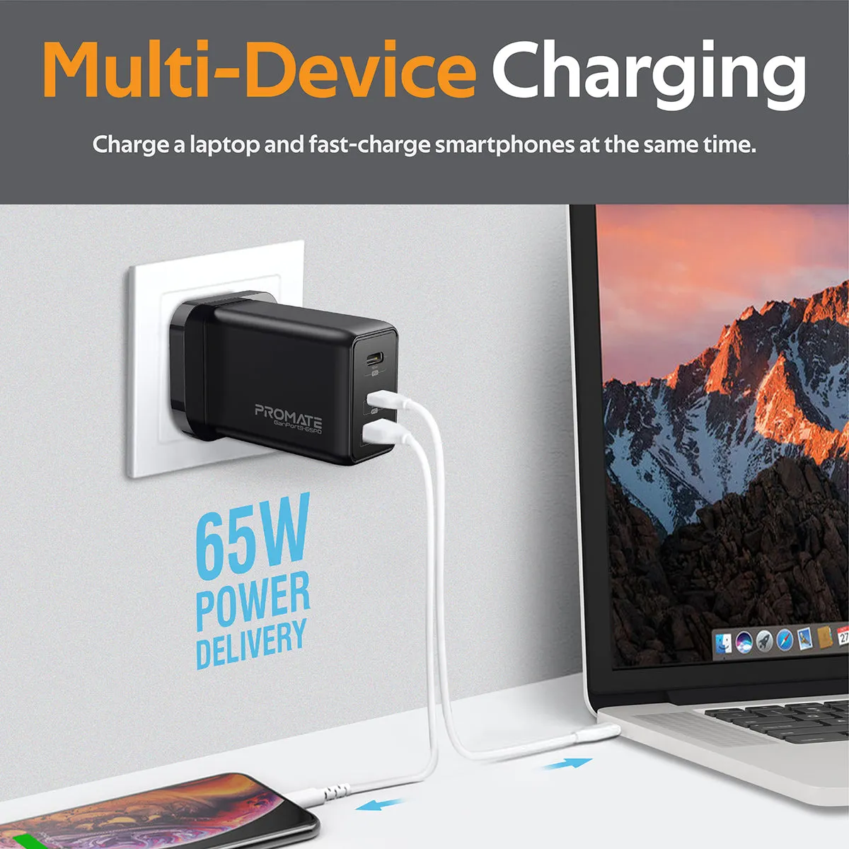 65W Power Delivery GaNFast™ Charging Adaptor