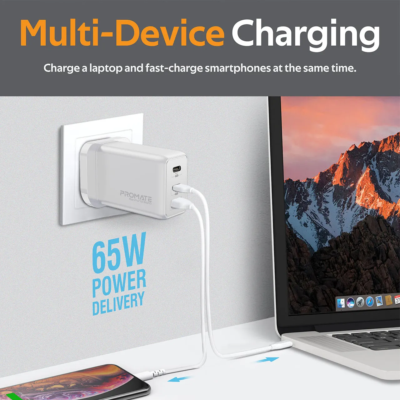 65W Power Delivery GaNFast™ Charging Adaptor