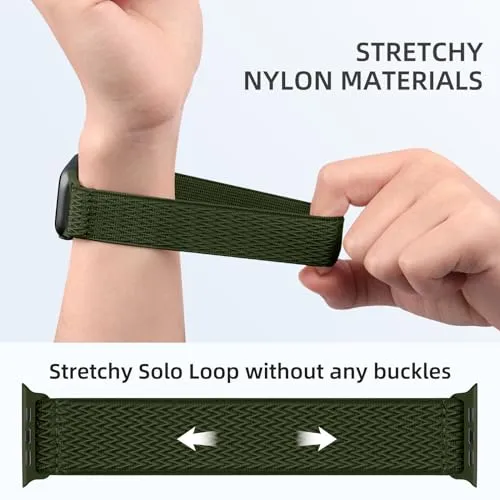 Adorve Braided Solo Loop Compatible with Apple Watch Band 38mm 40mm 41mm 49mm 46mm 45mm 44mm 42mm Women Men, Stretchy Solace Elastic Sport Wristbands for iWatch Ultra Series 10/9/8/7/6/5/4/3/2/1 SE