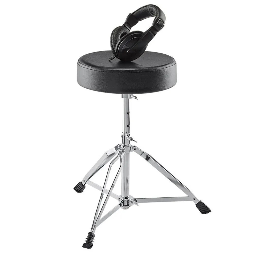 Alesis Drum Essentials Adjustable Drum Throne Stool & On-Ear Headphones Bundle