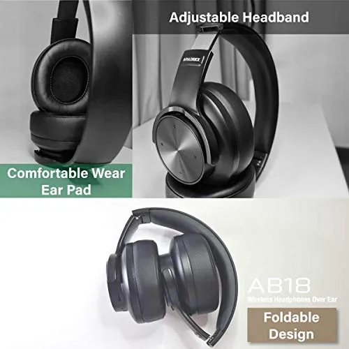 Amazrock AB18 HD Bluetooth Headphones Over Ear with Microphone 50MM Driver