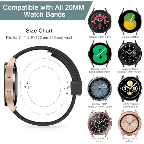 Amzpas Bands Compatible with Samsung Galaxy Watch 6 Band 40mm 44mm, Samsung Galaxy Watch 6 Classic Bands 43mm 47mm, 20mm Soft Silicone Sport Replacement Strap for Galaxy Watch 6 Band Women Men (White)