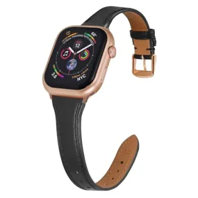 Anbeer Slim Leather Band Compatible with Apple Watch Band 40mm 38mm 41mm 42mm 44mm 45mm 49mm Women, Top Grain Genuine Leather Strap Thin Watch Wristband for iWatch Series 9 8 7 6 5 4 3 2 1 SE Ultra 2