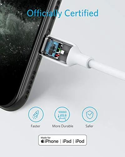 Anker USB C to Lightning Cable (3 ft), Powerline III MFi Certified Fast Charging Lightning Cable for iPhone 11 Pro 11 Pro Max X XS XR Max 8 Airpods Pro, Supports Power Delivery (White)