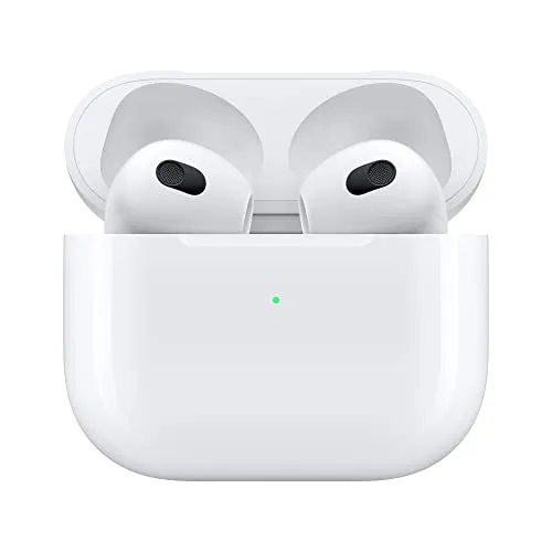 Apple AirPods (3rd Generation) Wireless Earbuds with Lightning Charging Case. Spatial Audio, Sweat and Water Resistant, Up to 30 Hours of Battery Life. Bluetooth Headphones for iPhone