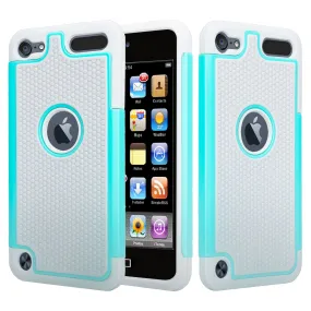 Apple iPod Touch 5 / Touch 6 Case, Heavy Duty Dual Layer Armored Protective Hybrid Case Cover For iPod Touch 5 / Touch 6 - Teal/Grey (Teal on Grey Stealth Armor)