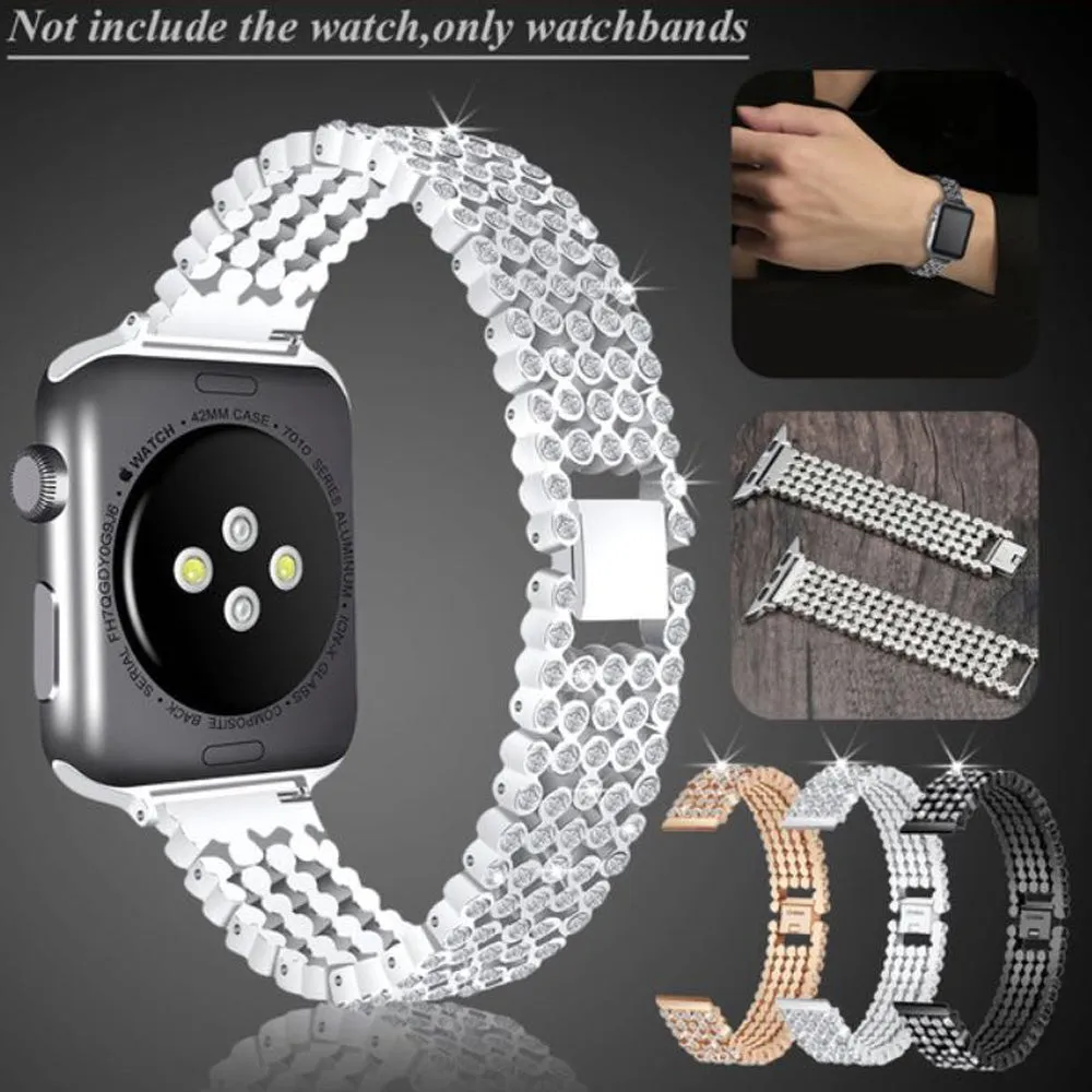 Apple Watch 41mm / 40mm / 38mm | Metal Rhinestone Diamond Stainless Steel Replacement Band |Gold