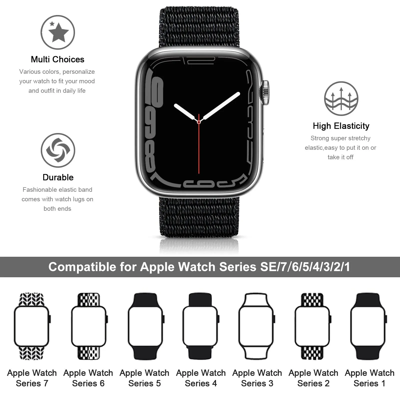 Apple Watch Ultra 49mm / 45mm / 44mm / 42mm | Nylon Sport Strap Watch Band | Anchor Grey