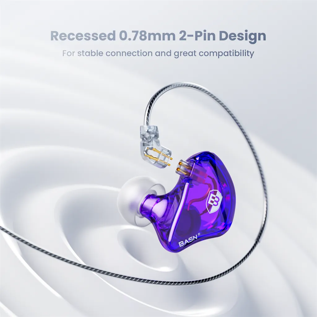 BASN Bsinger PRO 2-Pin In-Ear Monitor Headphones (Purple)