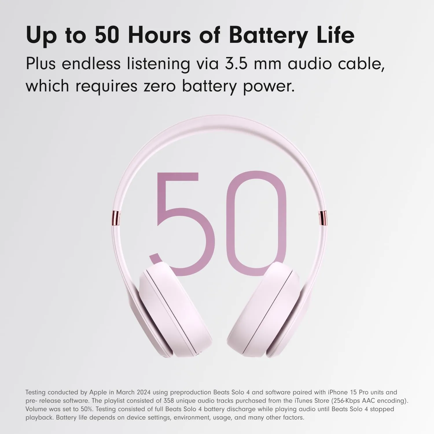 Beats Solo 4 - Wireless Bluetooth On-Ear Headphones, Apple & Android Compatible, Up to 50 Hours of Battery Life - Cloud Pink