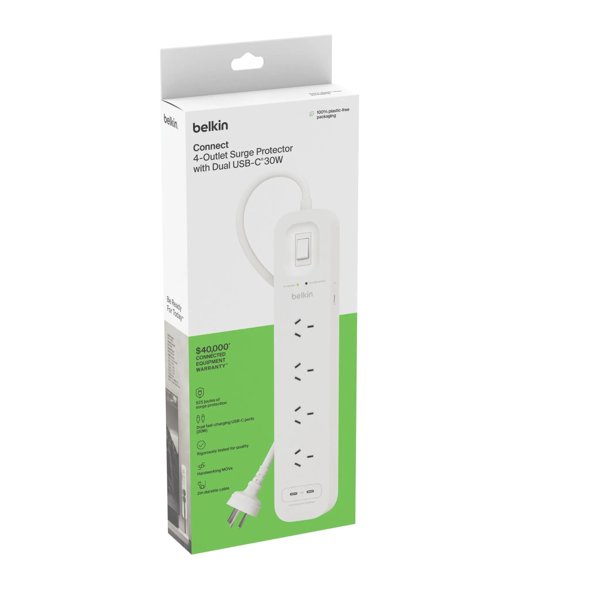 Belkin Connect 4-Outlet Surge Protector with Dual USB-C 30W