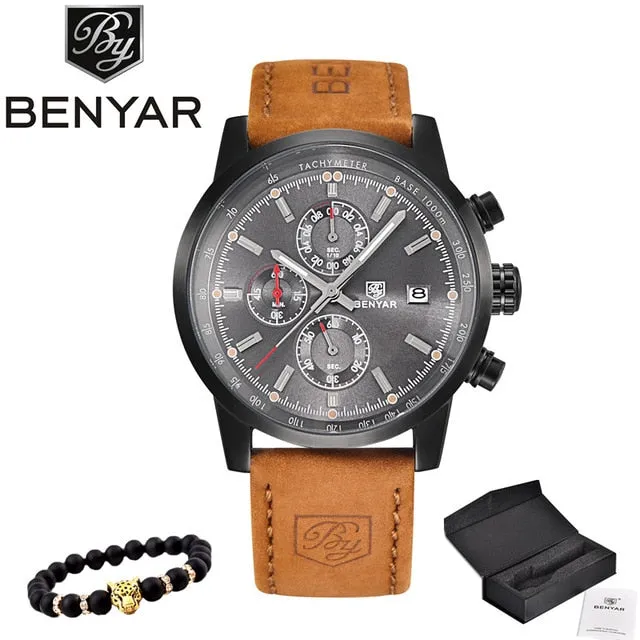 BENYAR Watches Men Luxury Brand Quartz Watch Fashion Chronograph Watch Reloj Hombre Sport Clock Male hour relogio Masculino