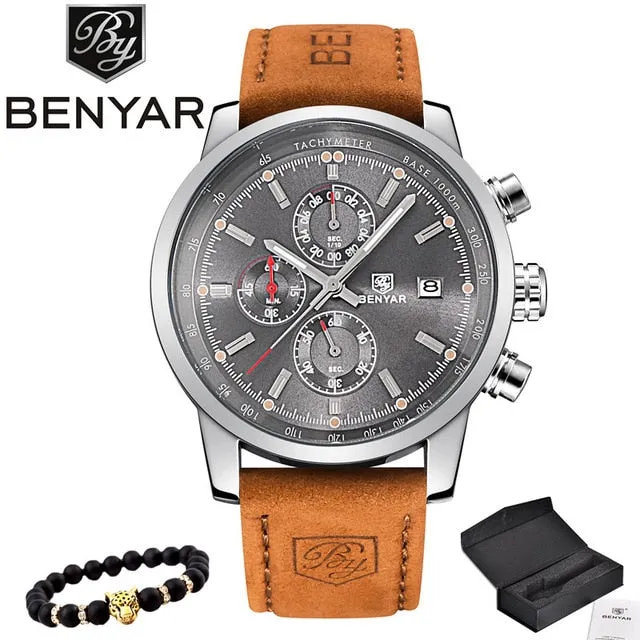 BENYAR Watches Men Luxury Brand Quartz Watch Fashion Chronograph Watch Reloj Hombre Sport Clock Male hour relogio Masculino