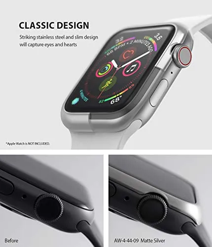 Bezel Styling for Apple Watch 44mm for Series 4 / 5 / 6 / SE - 44  (ST) - Matte Silver