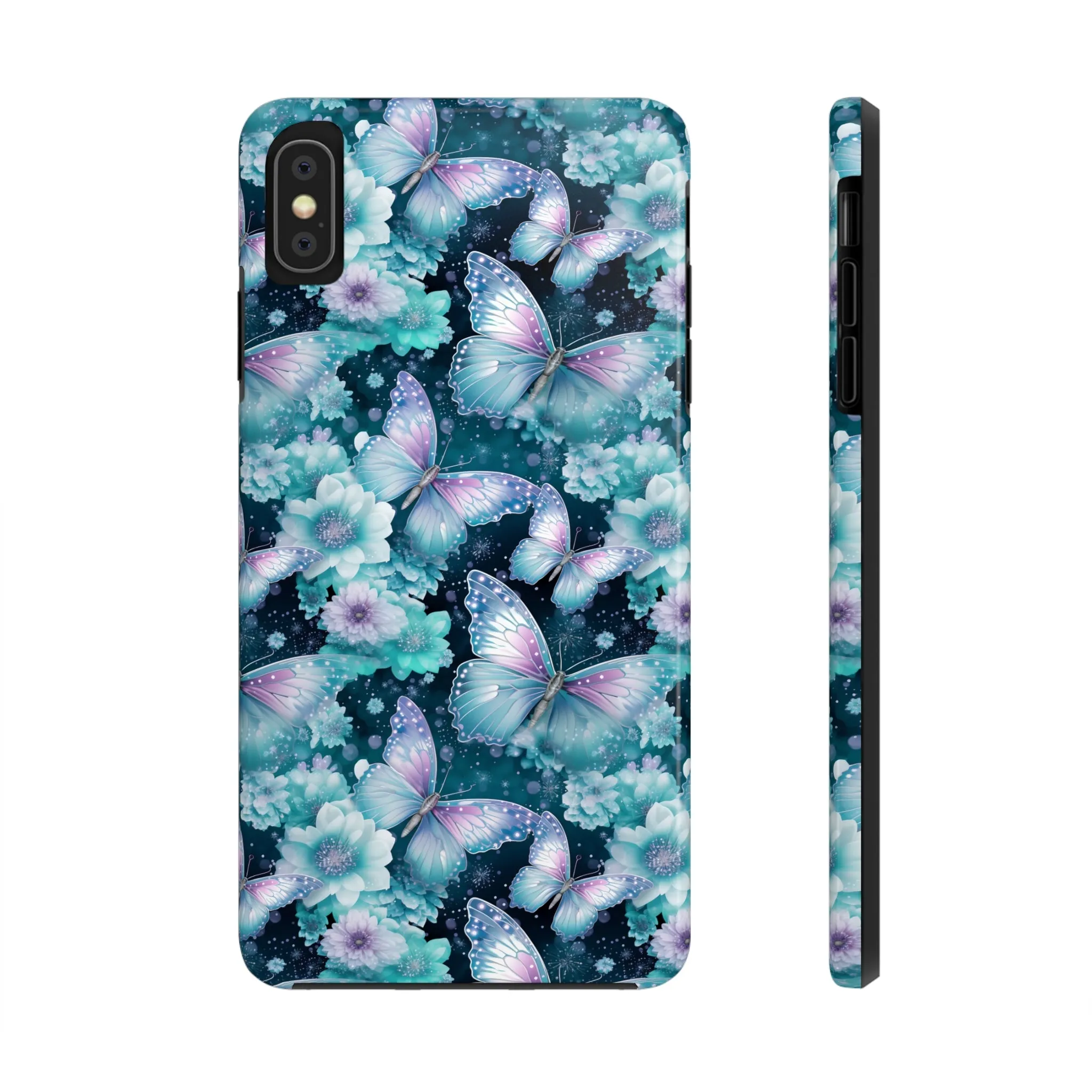 Blue and Purple Butterflies Digital print Design Tough Phone Case compatible with a large variety of iPhone models, Gift, Phone Case