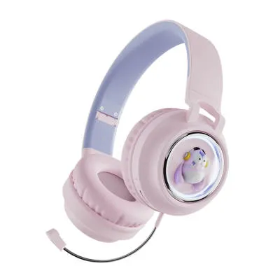 BOBO Q1 Cute Kids Wireless Bluetooth LED Multi User Shareable Stereo Headset Headphones with Noise Safety Control and Detachable Microphone!