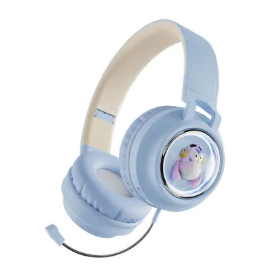 BOBO Q1 Cute Kids Wireless Bluetooth LED Multi User Shareable Stereo Headset Headphones with Noise Safety Control and Detachable Microphone!