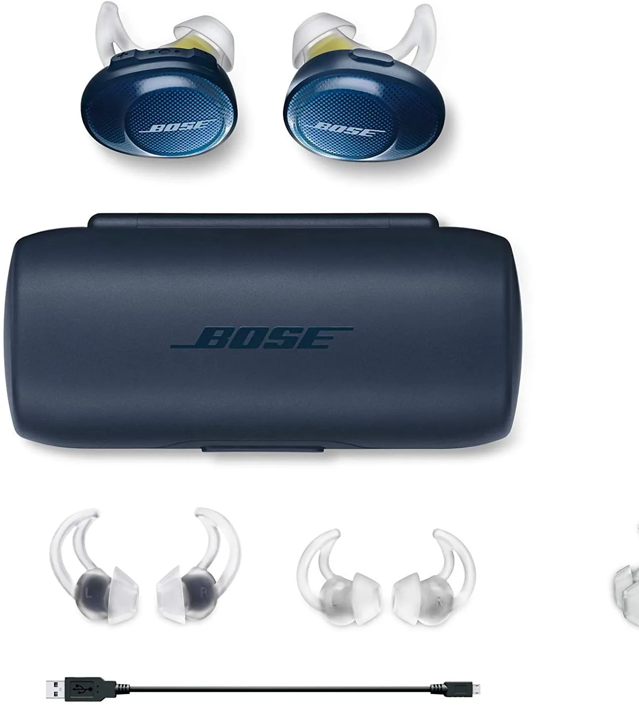 Bose SoundSport Free, True Wireless Earbuds, (Sweatproof Bluetooth Headphones for Workouts and Sports), Midnight Blue / Citron