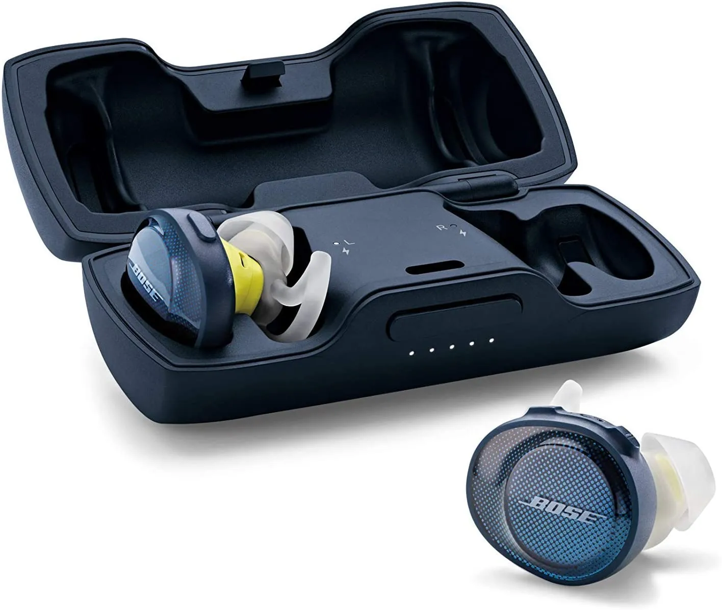 Bose SoundSport Free, True Wireless Earbuds, (Sweatproof Bluetooth Headphones for Workouts and Sports), Midnight Blue / Citron