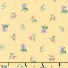 Botanica - Mini Floral Toss Yellow Multi Digitally Printed Yardage